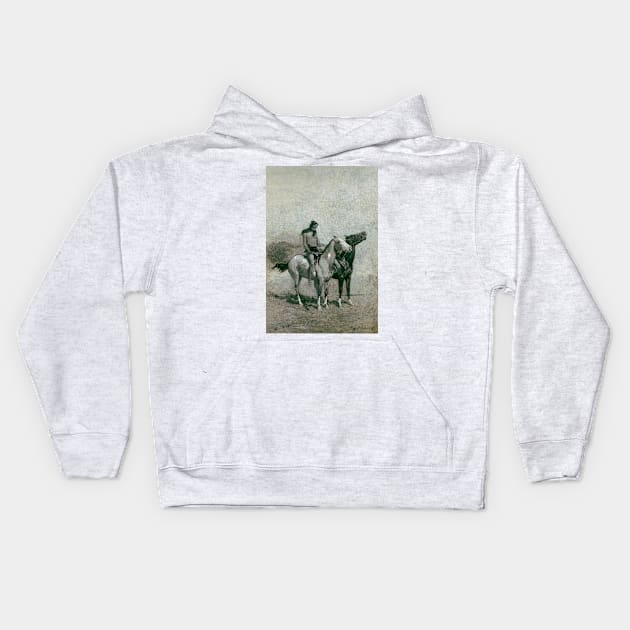 The Fire-Eater Slung His Victim Across His Pony by Frederic Remington Kids Hoodie by Classic Art Stall